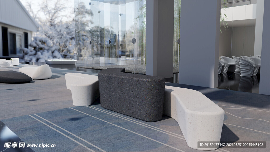 现代户外休闲座椅场景