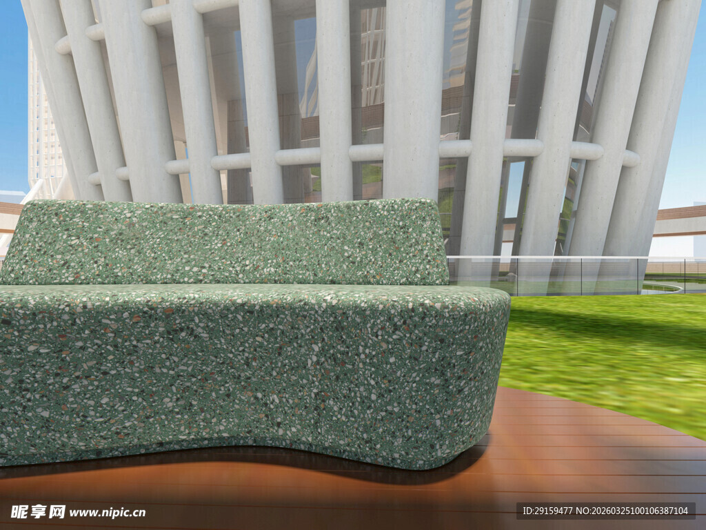 现代户外弧形绿色沙发