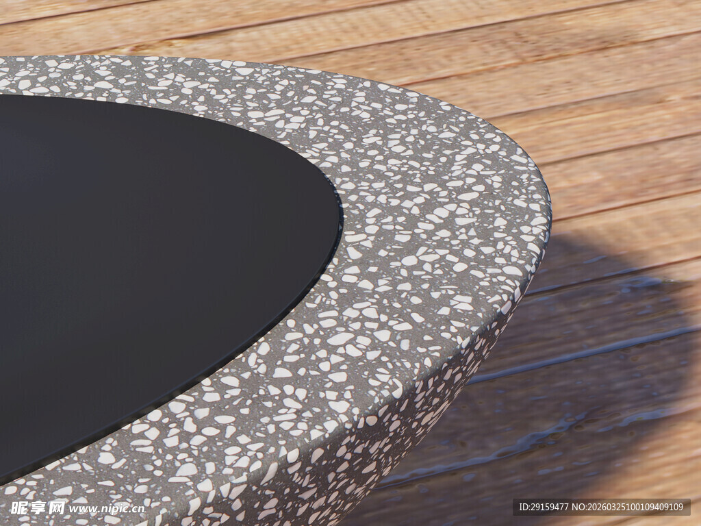 水磨石弧形台面特写
