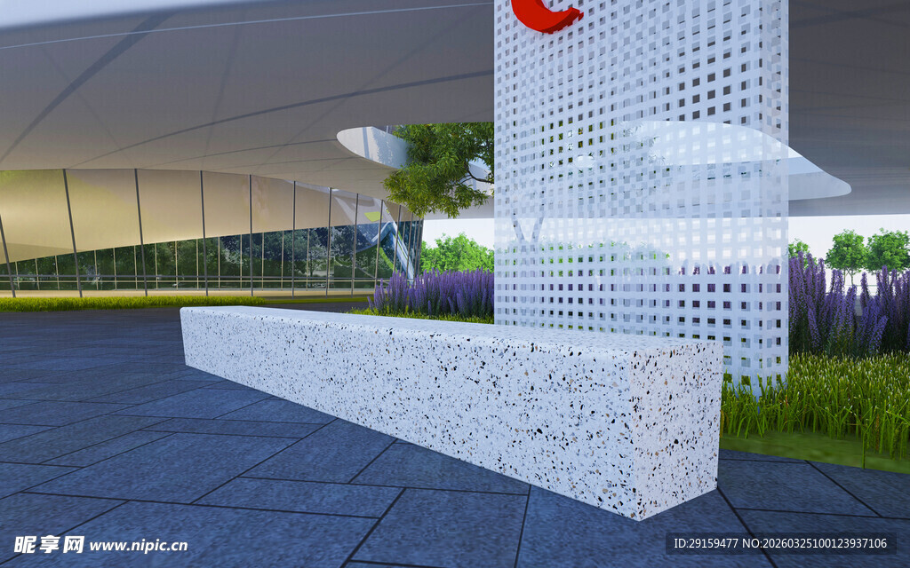 现代风格户外白色景观设施