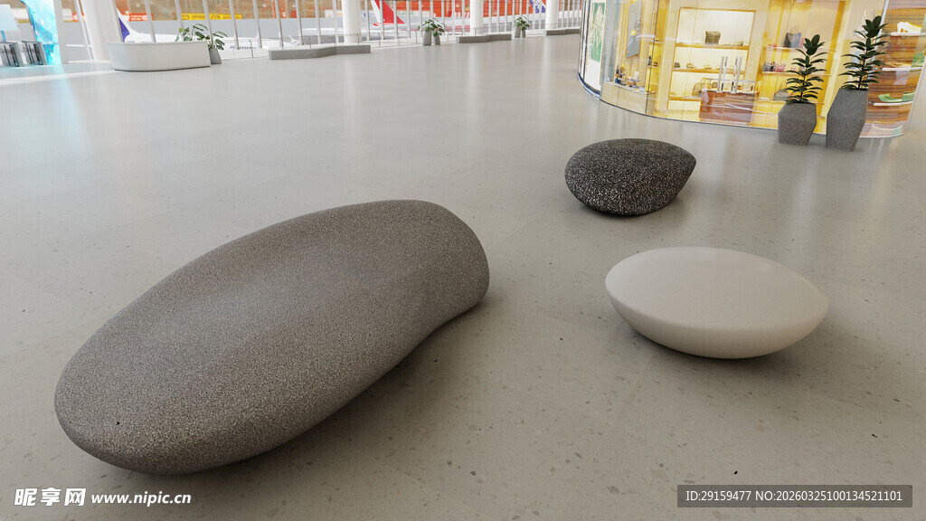 室内摆放的独特造型石凳