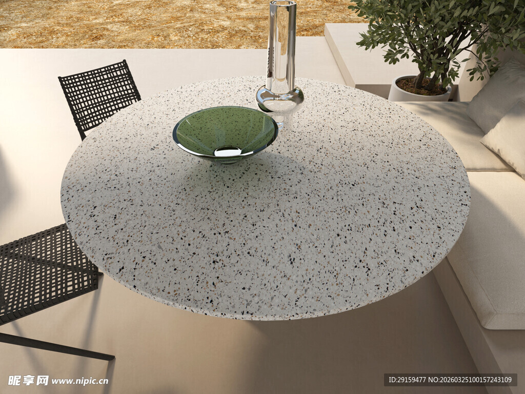 现代简约风格户外圆形石桌