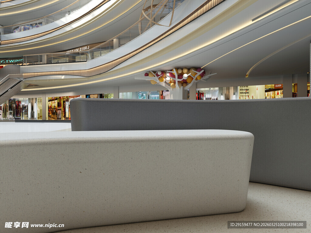 现代商场室内休息区场景
