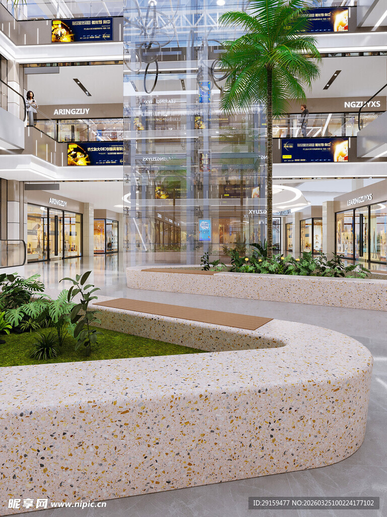 商场内精致景观休憩区