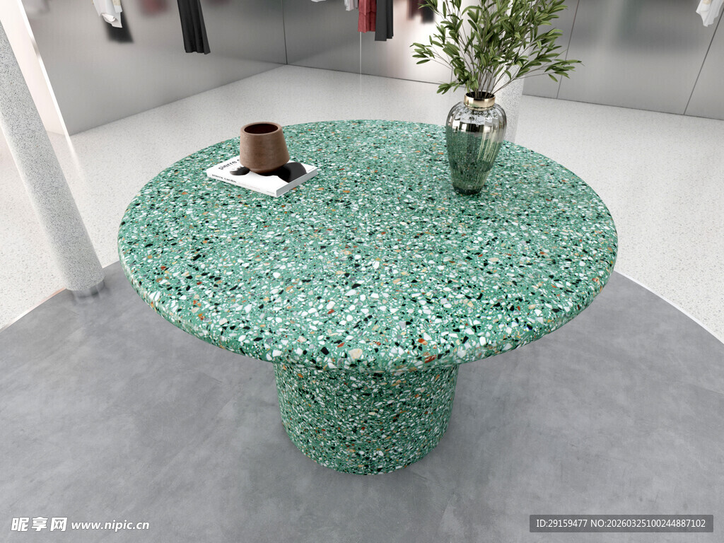 绿色碎石纹理圆形创意桌