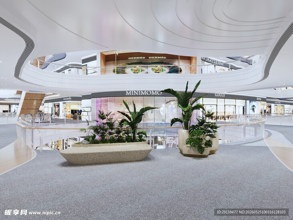 现代机场大厅室内景观