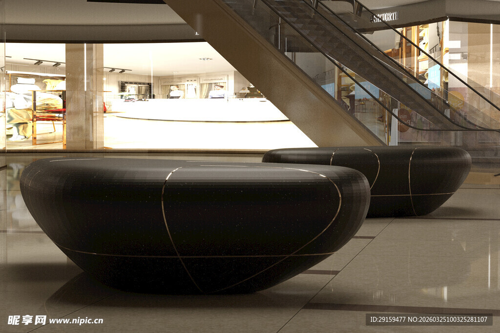 商场内的现代风格圆形座椅