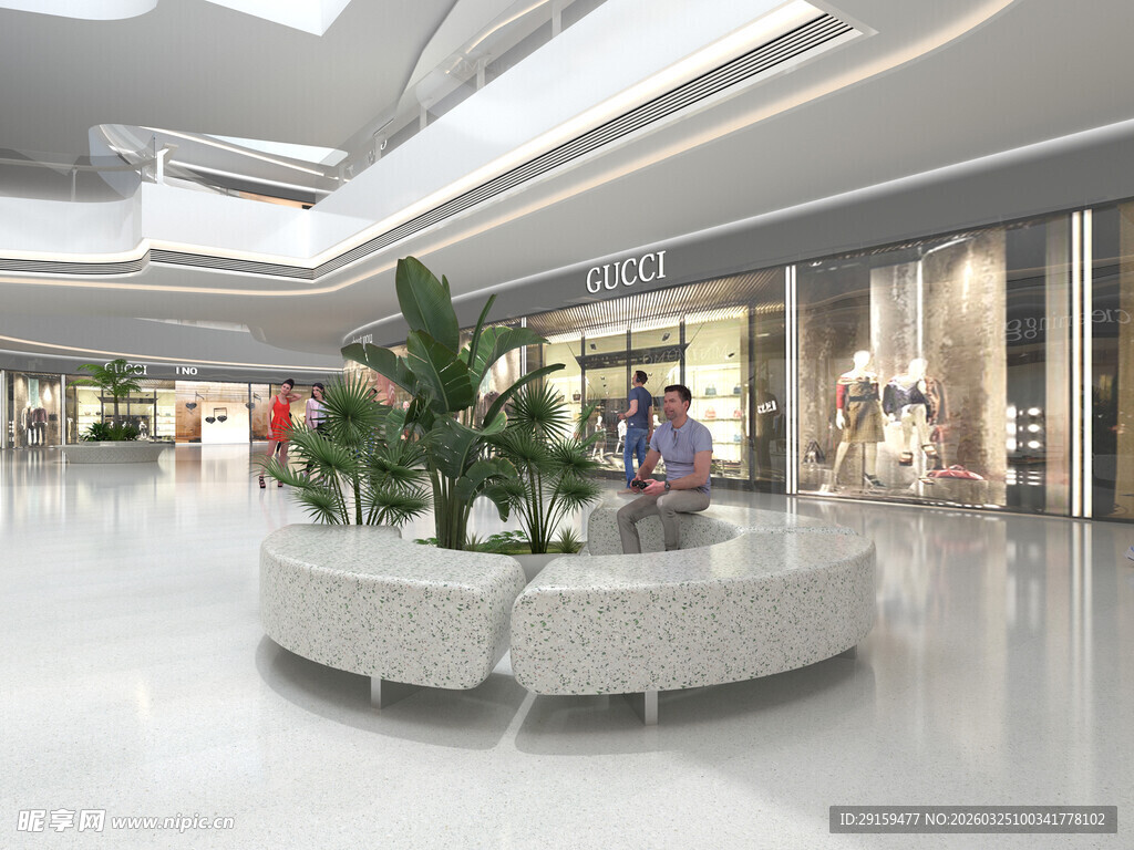 现代商场内景休闲区展示