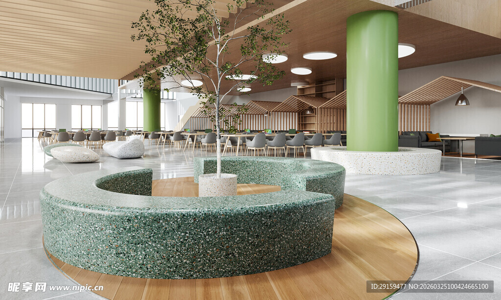 现代办公休闲区室内景观