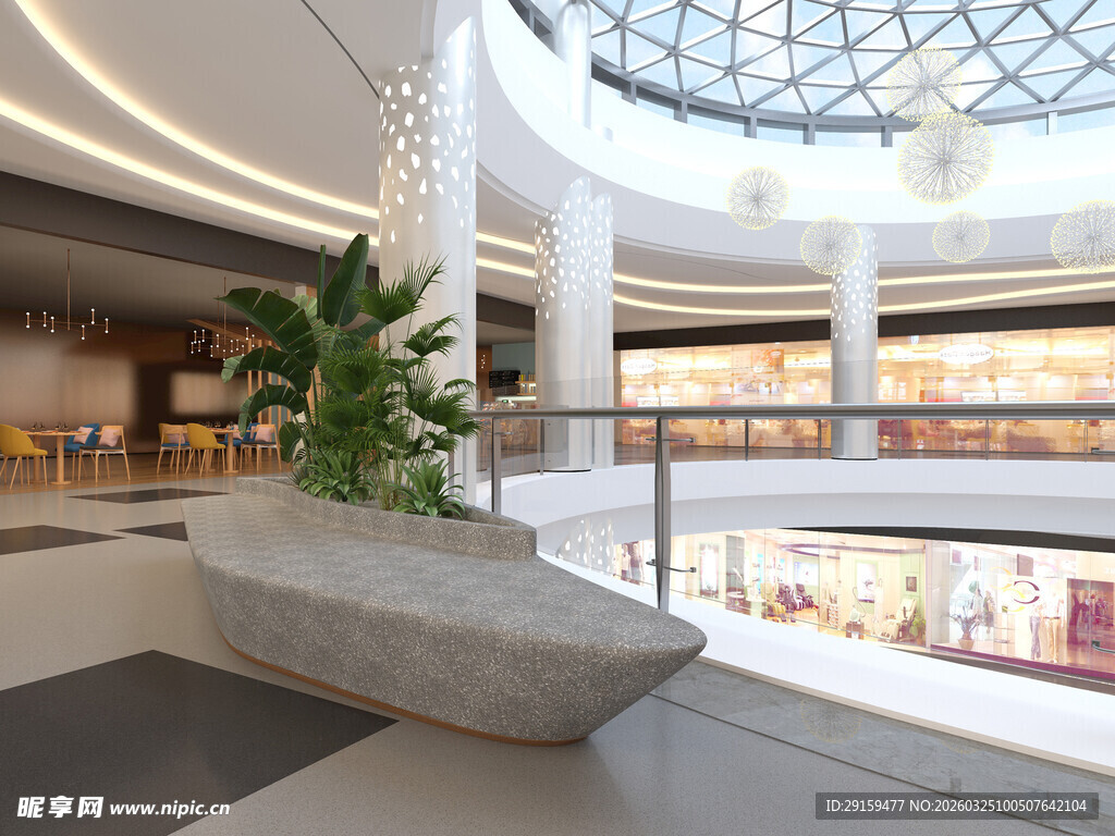 现代商场内的别致休息区