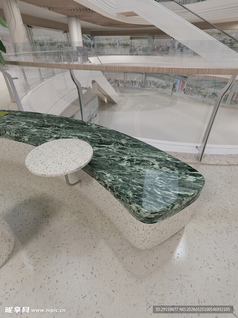 绿色大理石异形长椅