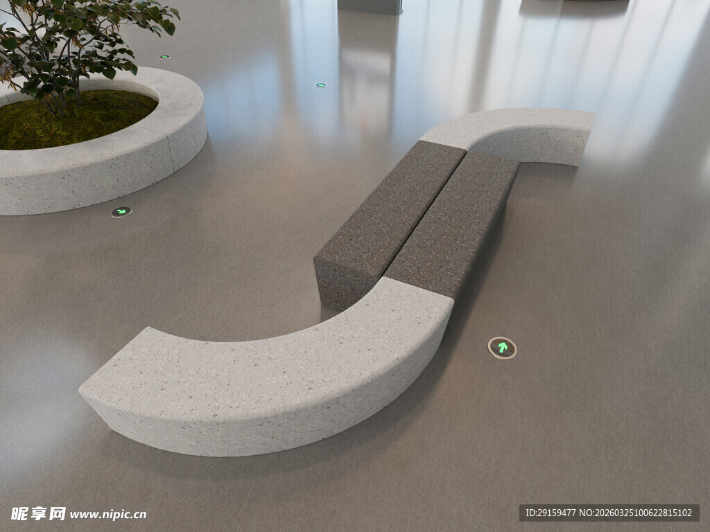 现代简约弧形户外休息座椅