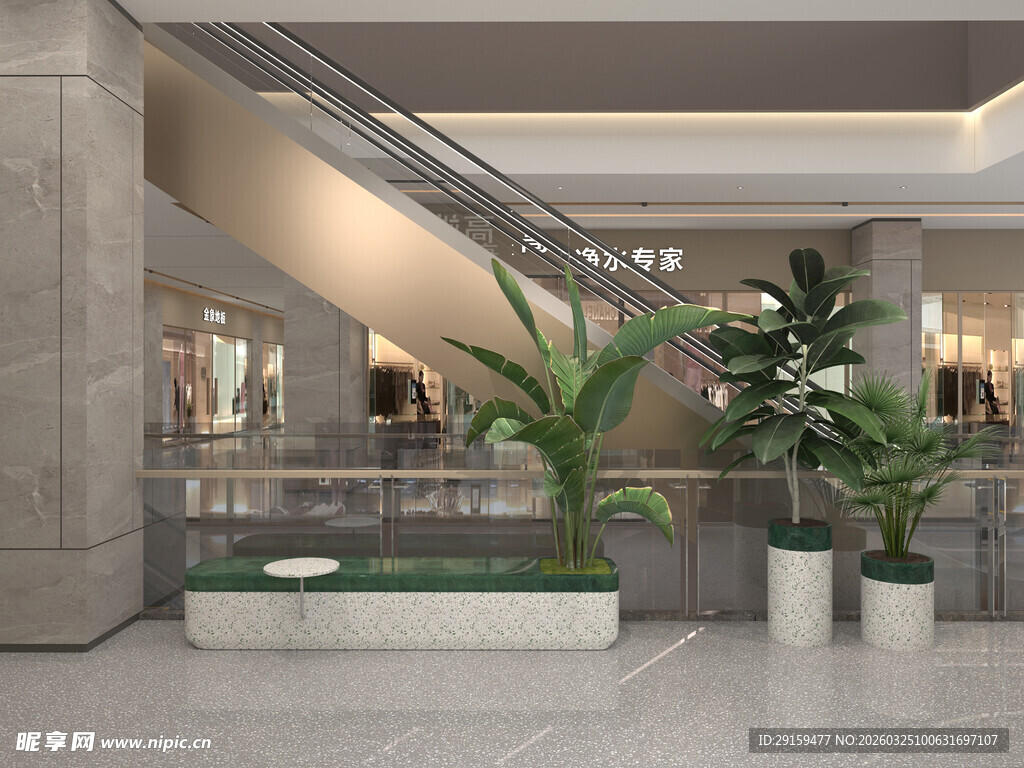 现代商场室内绿植装饰景观