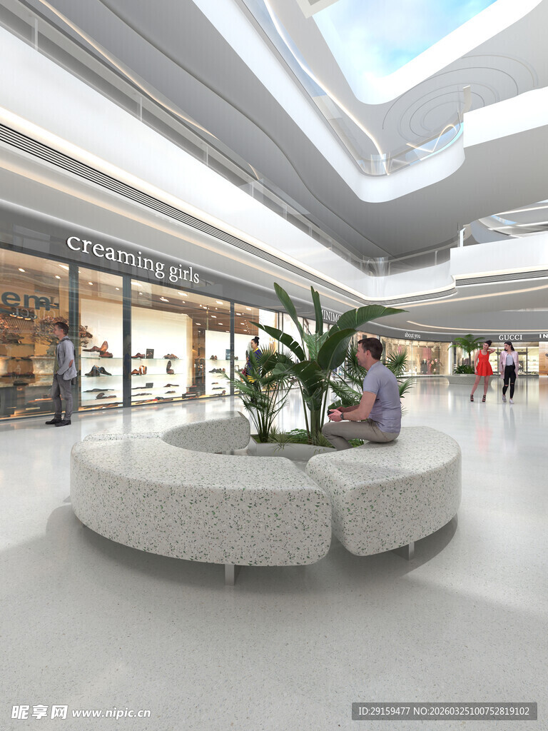 商场内的休闲座椅景观