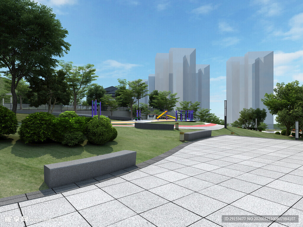 现代城市景观公园一角