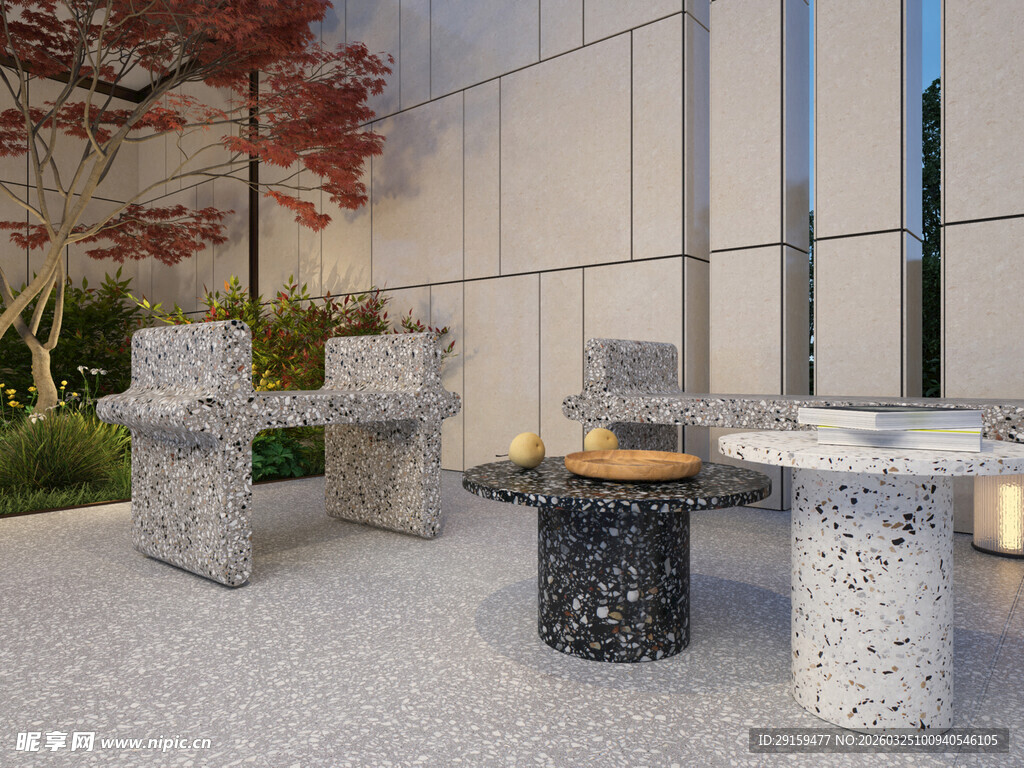 户外水磨石休闲桌椅组合