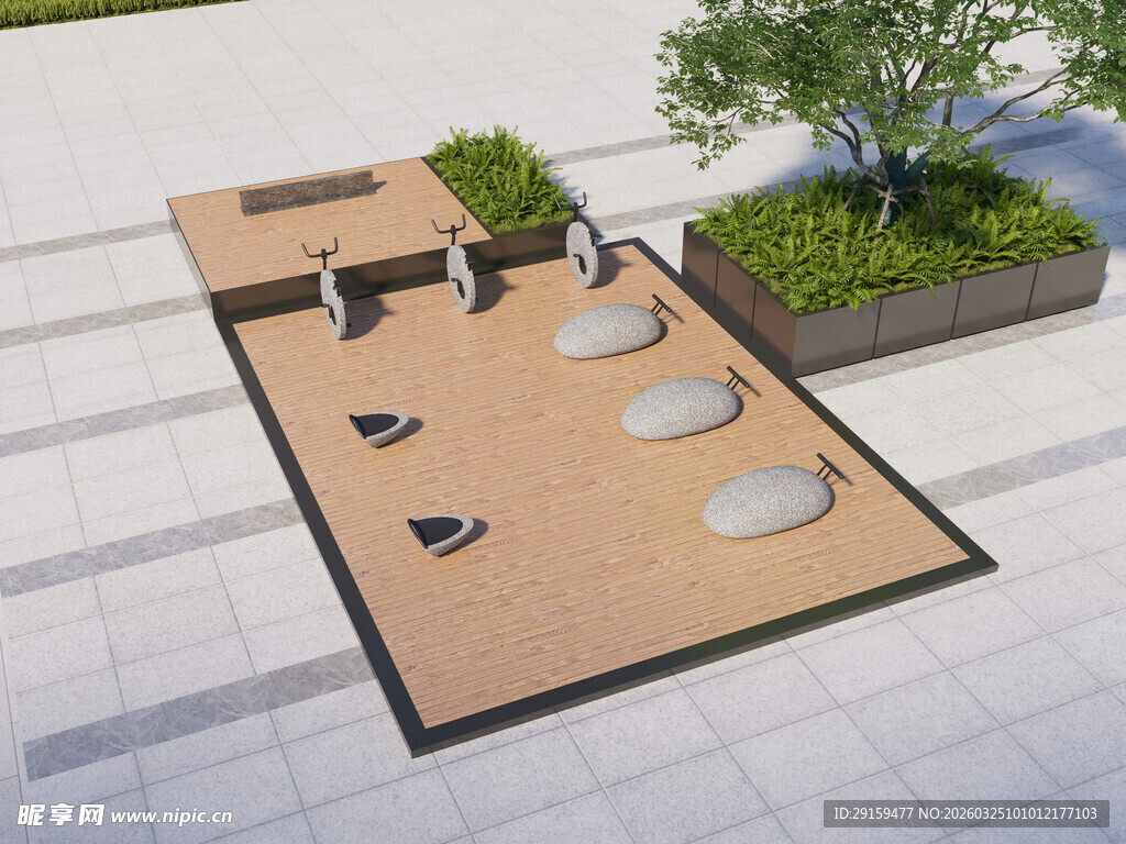 户外木质休闲座椅景观