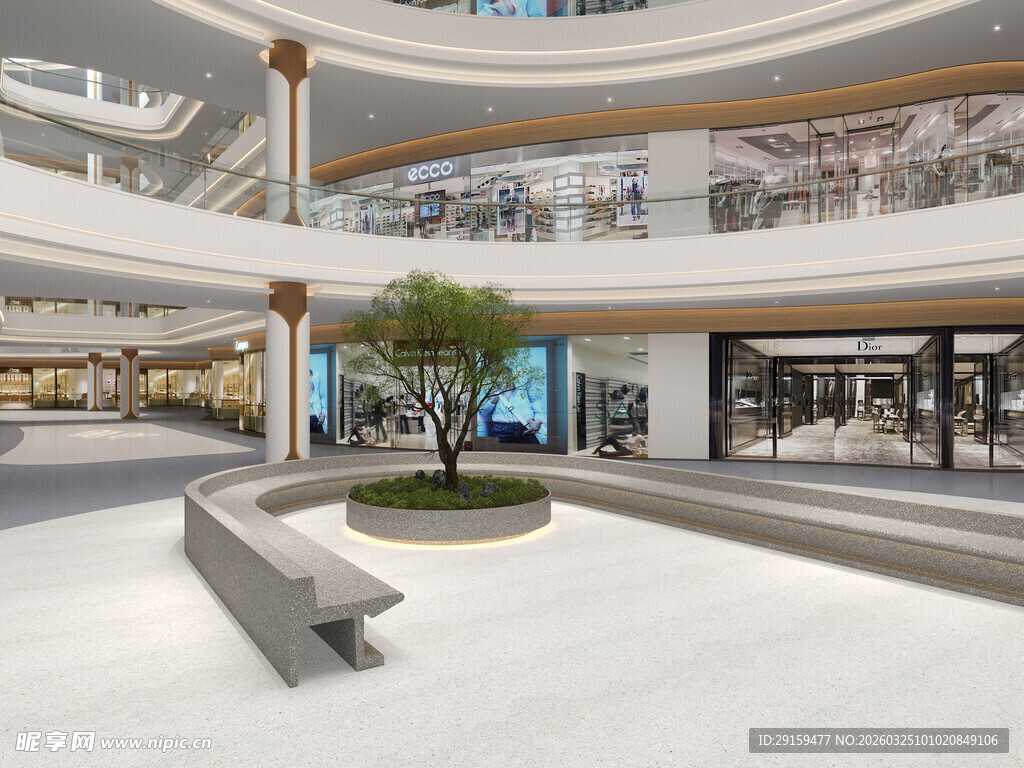 现代商场内部宽敞空间景观