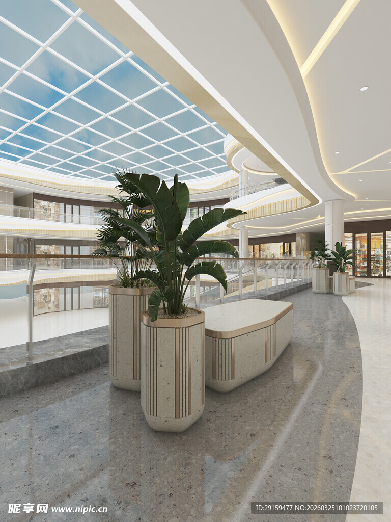 现代商场室内休息区景观