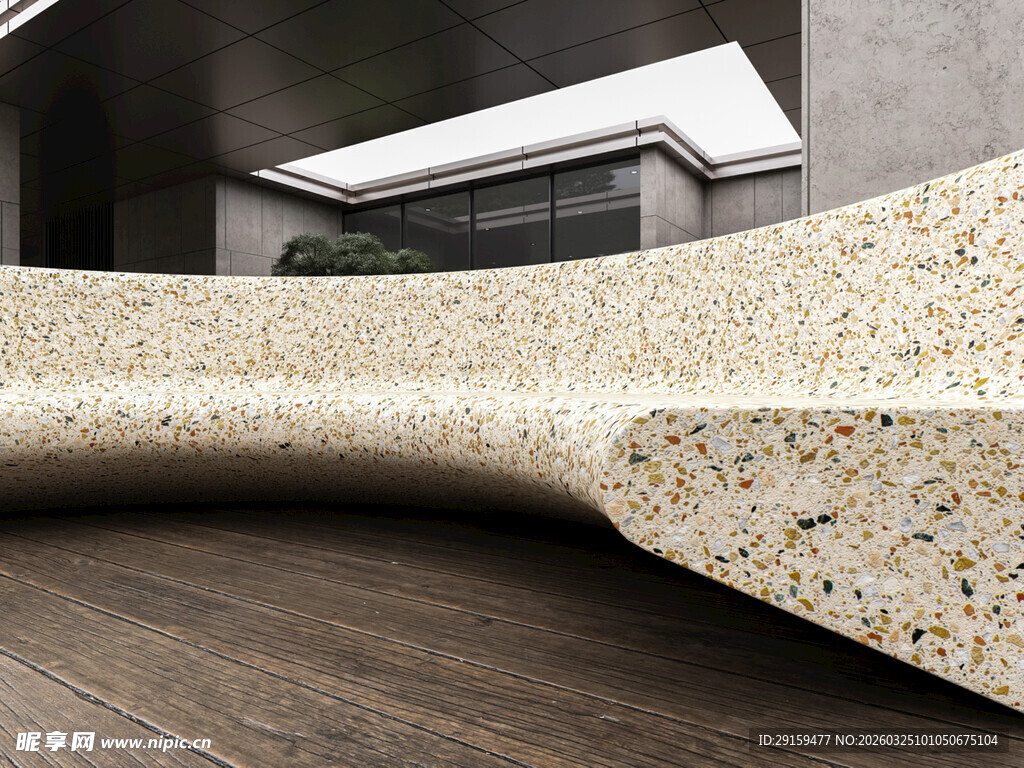 现代风格水磨石弧形座椅