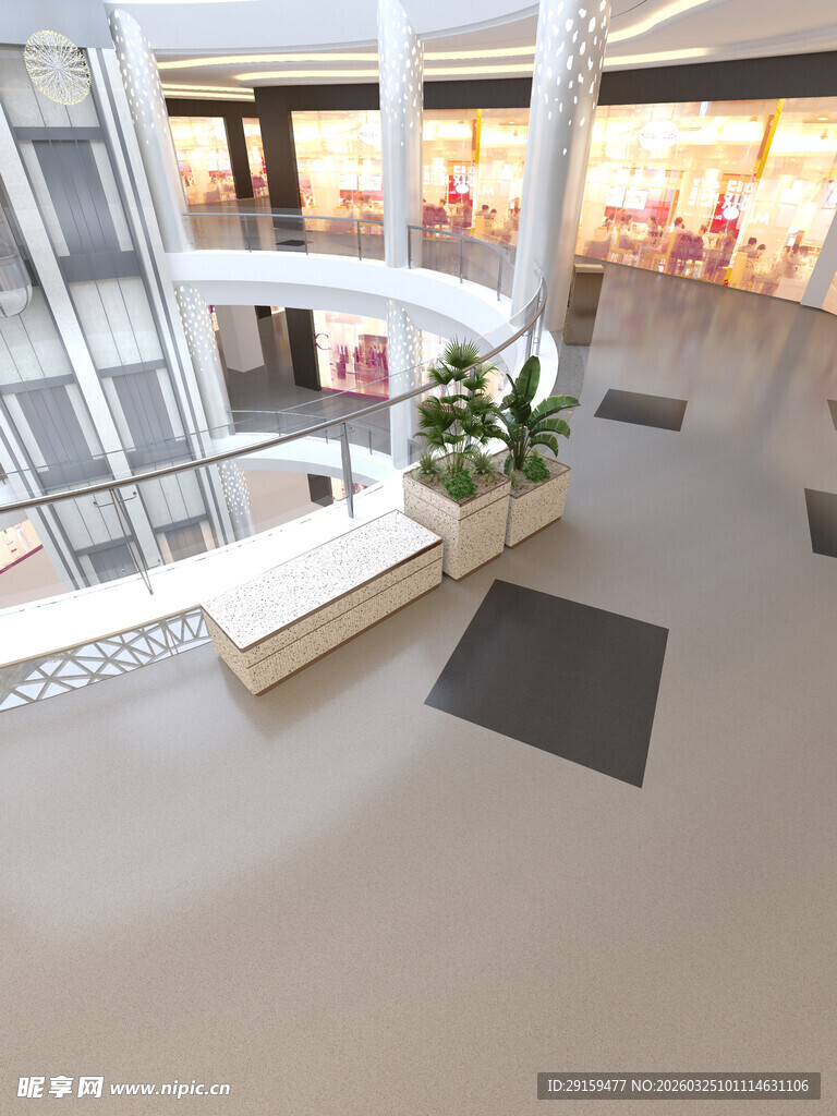 现代商场内的休闲等候区域