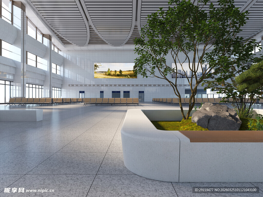 现代室内宽敞绿植景观空间