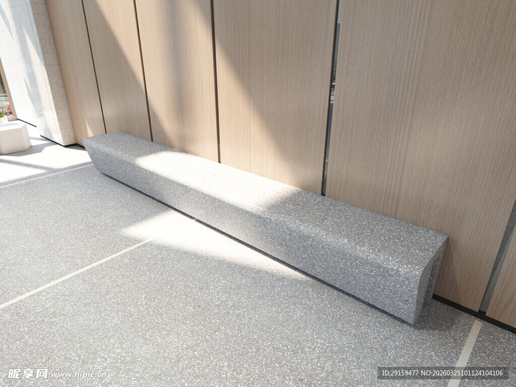 现代简约户外灰色长条座椅