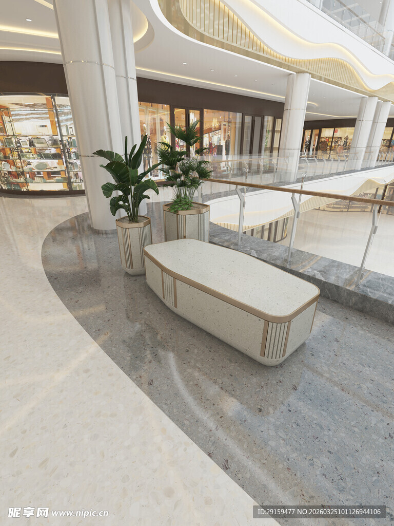 现代商场内的休息区景观
