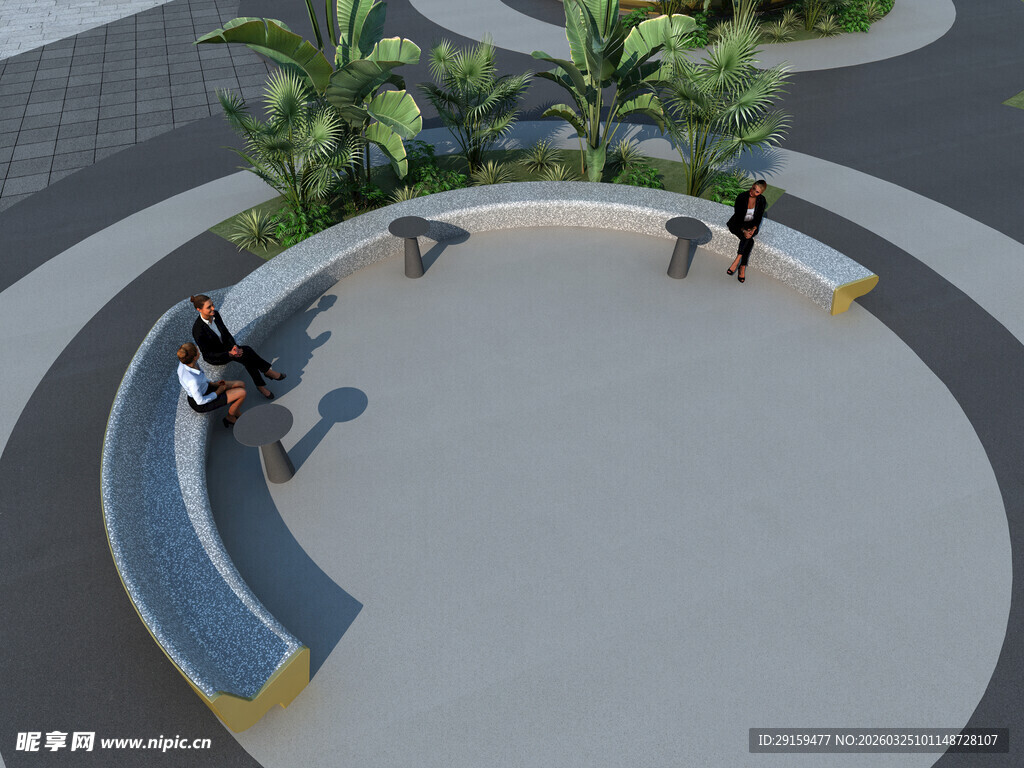 圆形户外休闲区域场景