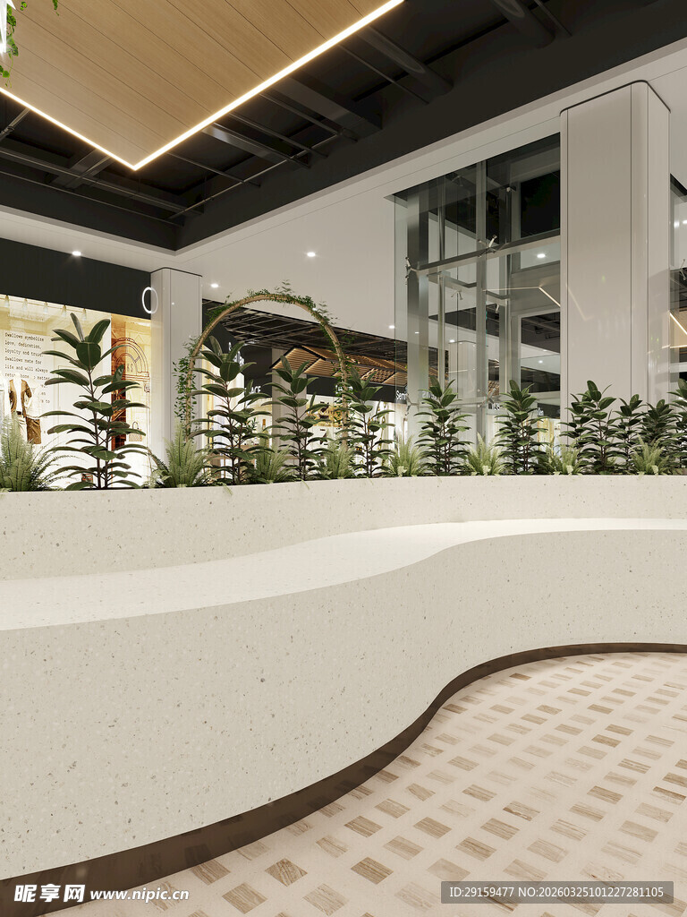 现代风格弧形前台设计