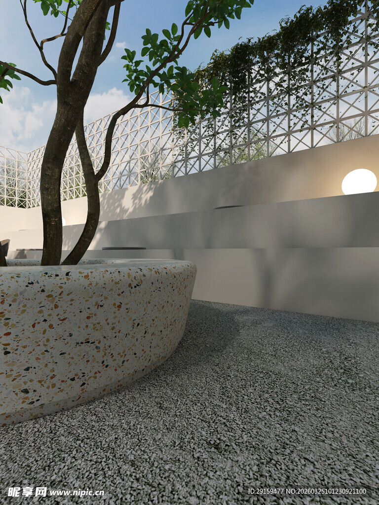 现代庭院景观石与绿植