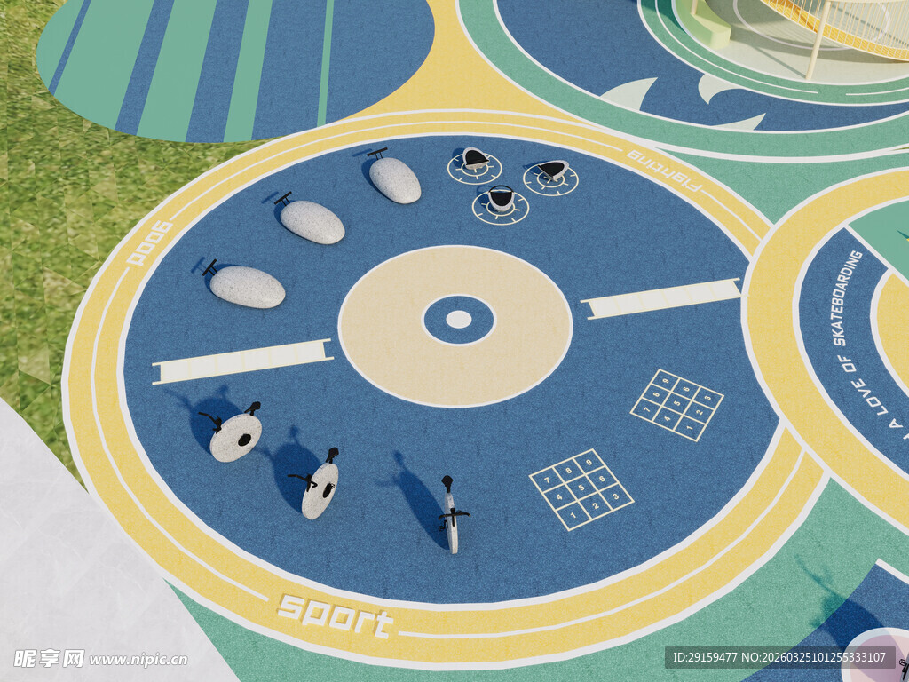 卡通风格圆形场景插画