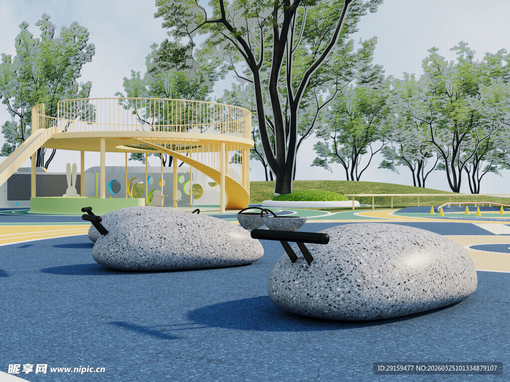 户外公园别致石凳景观