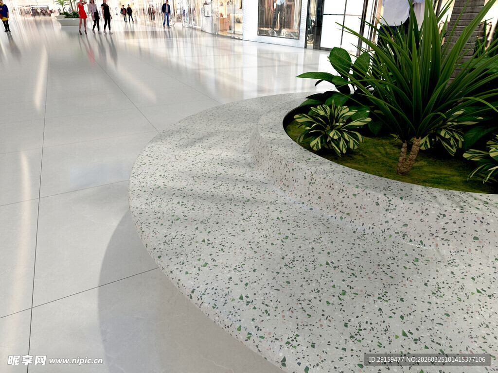 室内水磨石地面与绿植