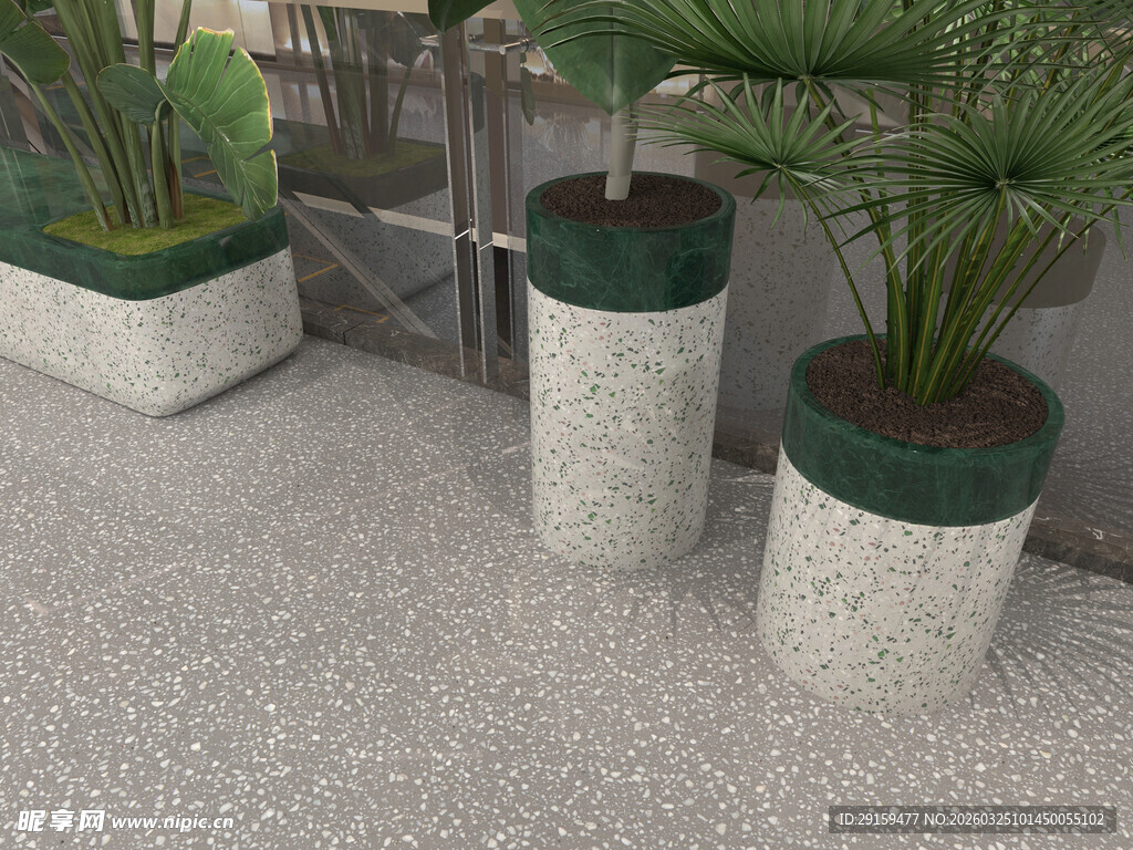 户外水泥花盆绿植景观
