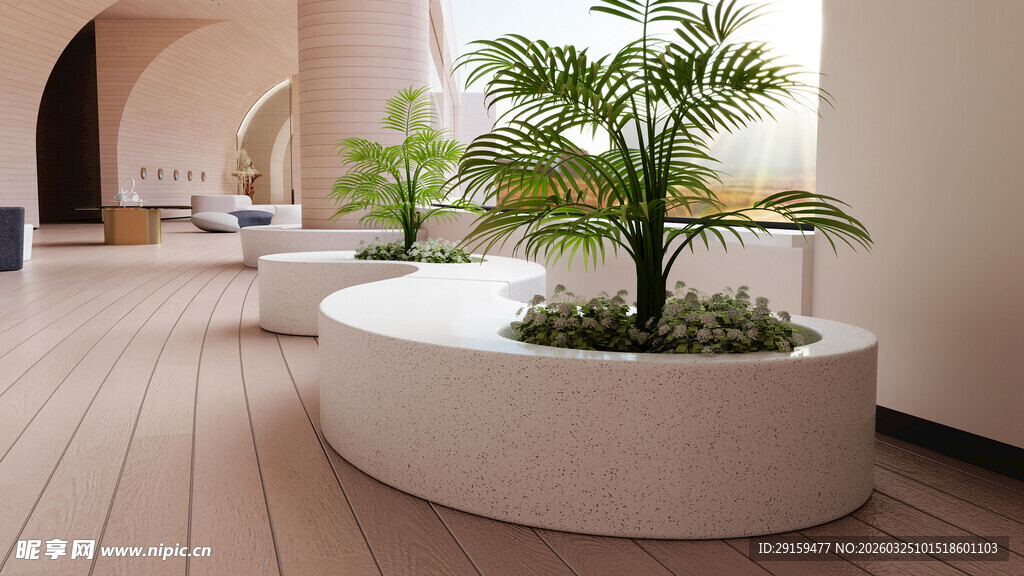 室内圆形绿植景观设计