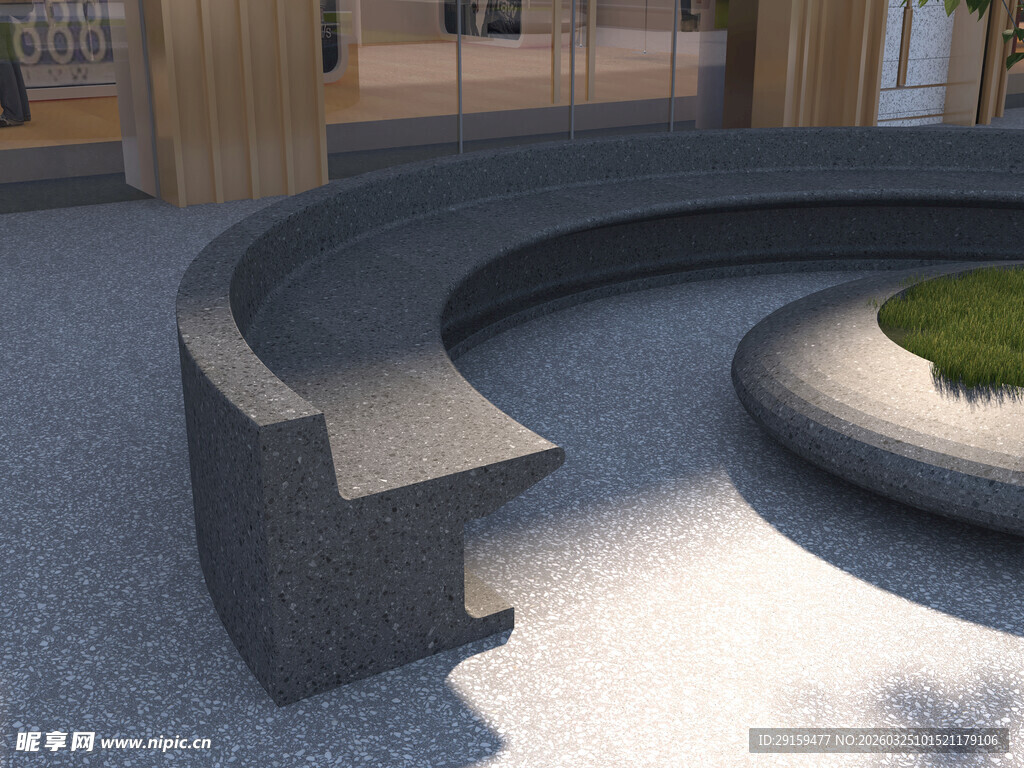 弧形户外座椅景观设计