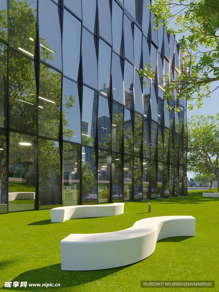 现代建筑前的户外休憩空间