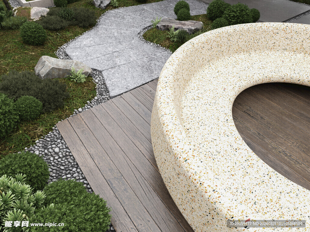 户外弧形石质景观座椅