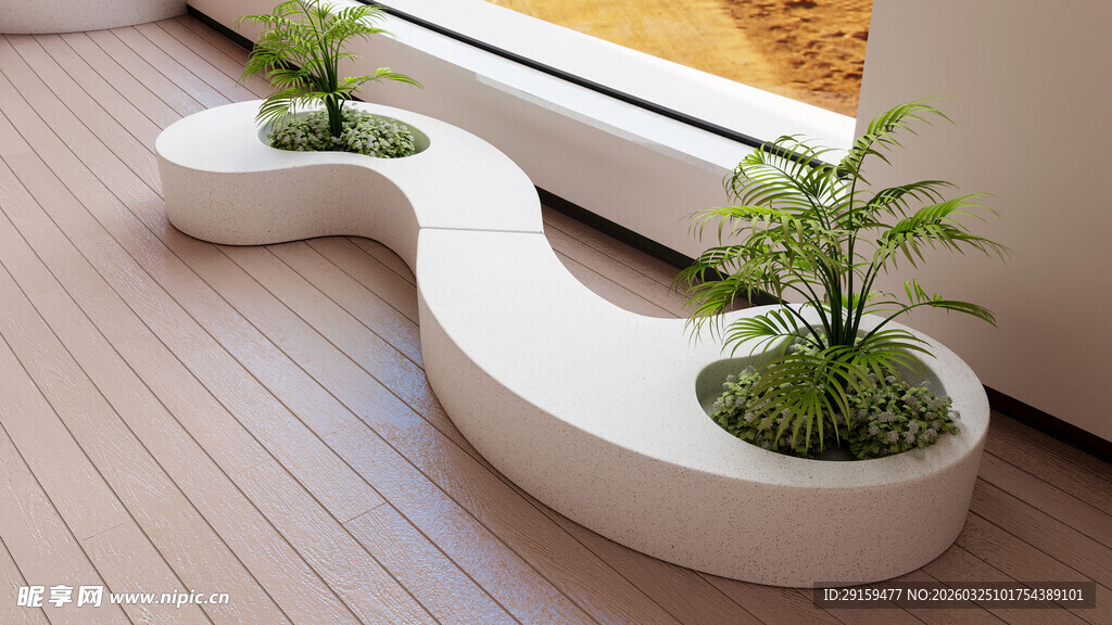 创意弧形白色室内绿植花盆