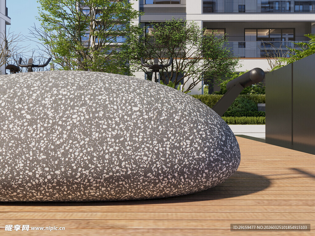 户外大型灰色鹅卵石雕塑