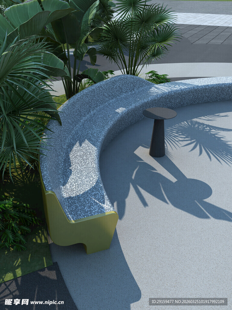 弧形户外座椅设计效果图