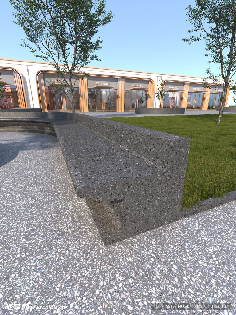 户外石质长椅景观设计