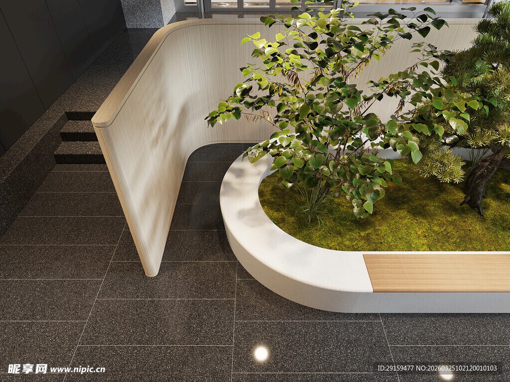 室内弧形绿植景观设计