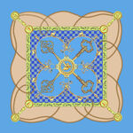 复古风几何图案方形丝巾