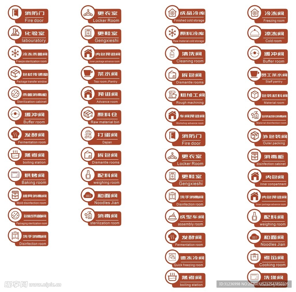 红色标签样式集合 车间 茶水间