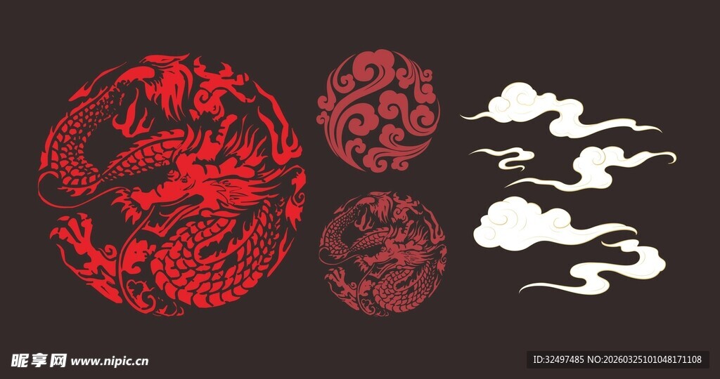 中式传统圆形花纹 