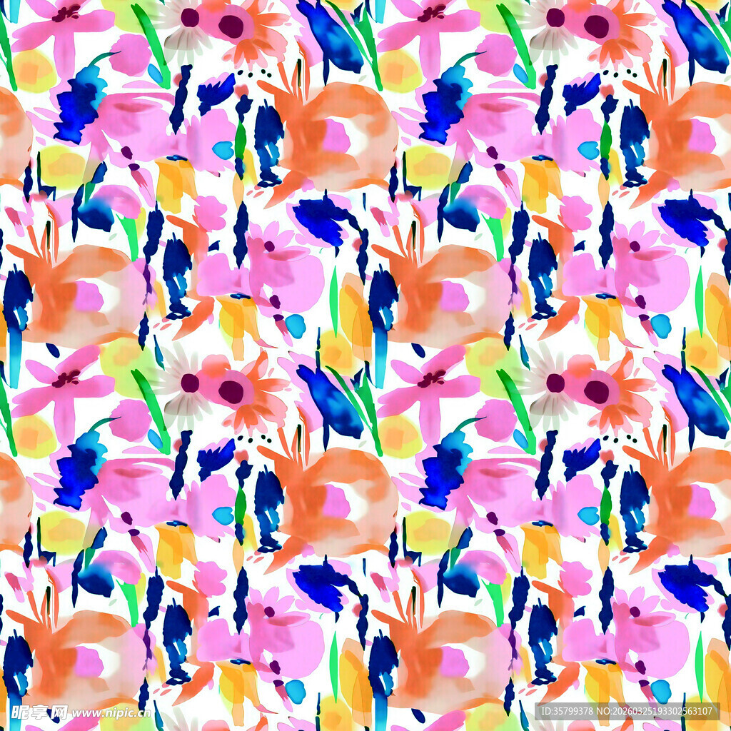 多彩火烈鸟花卉图案