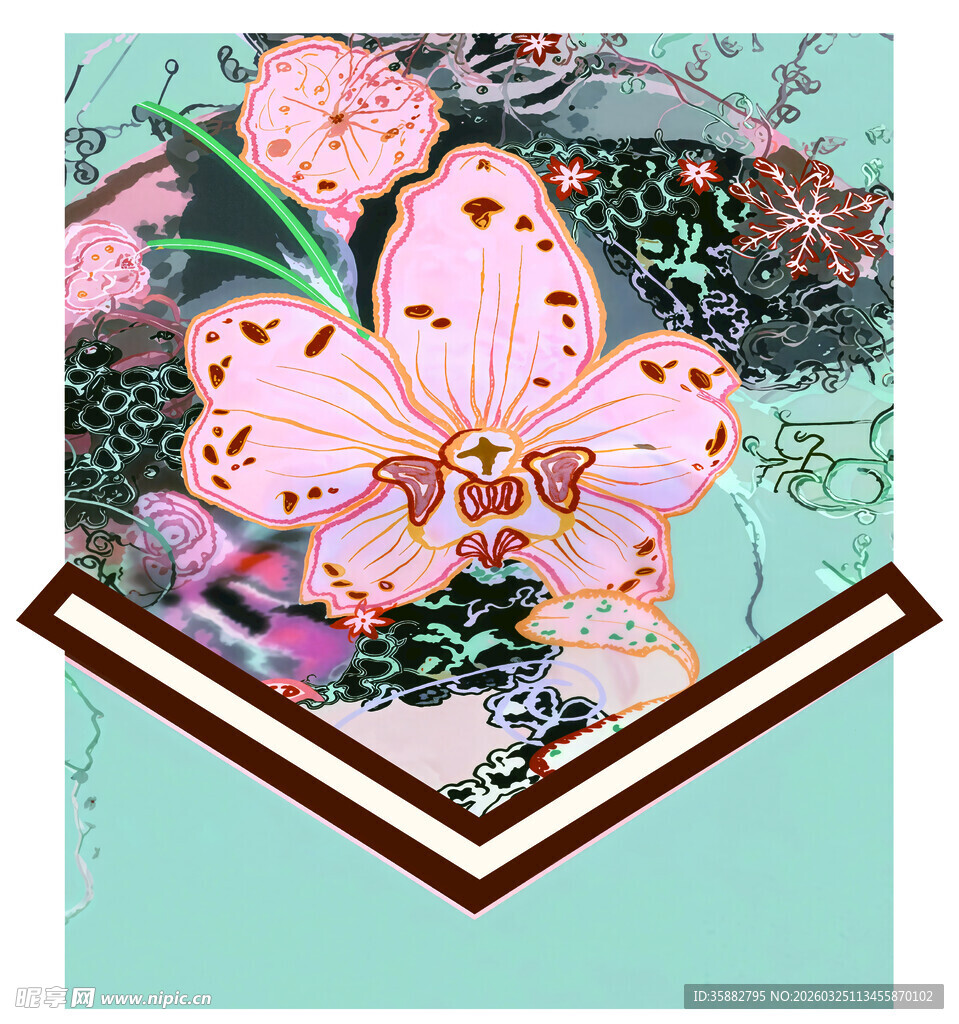 粉色花卉装饰图案设计