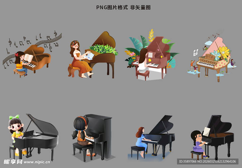钢琴女孩素材